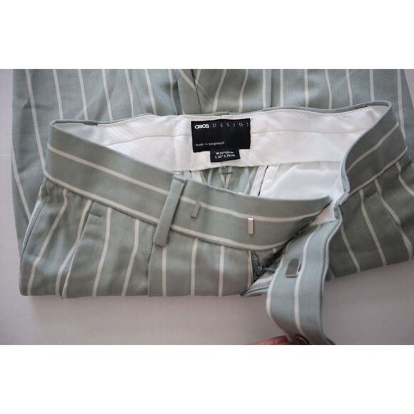 ASOS DESIGN Boy's Sz 26x25 Sage Prep Green Pin Stripe Tapered Smart Dress Pants - Picture 10 of 13